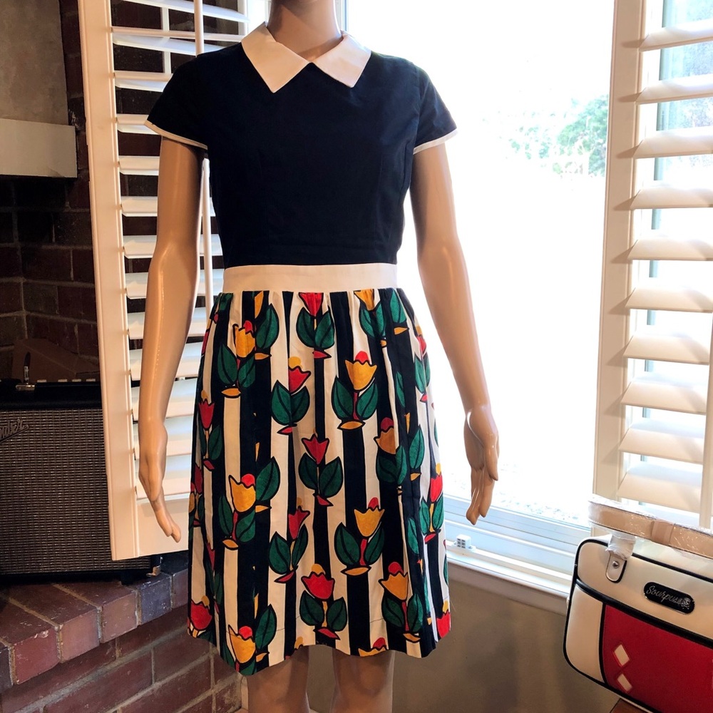 ModCloth Bea Dot Peter Pan pin up vintage dress M